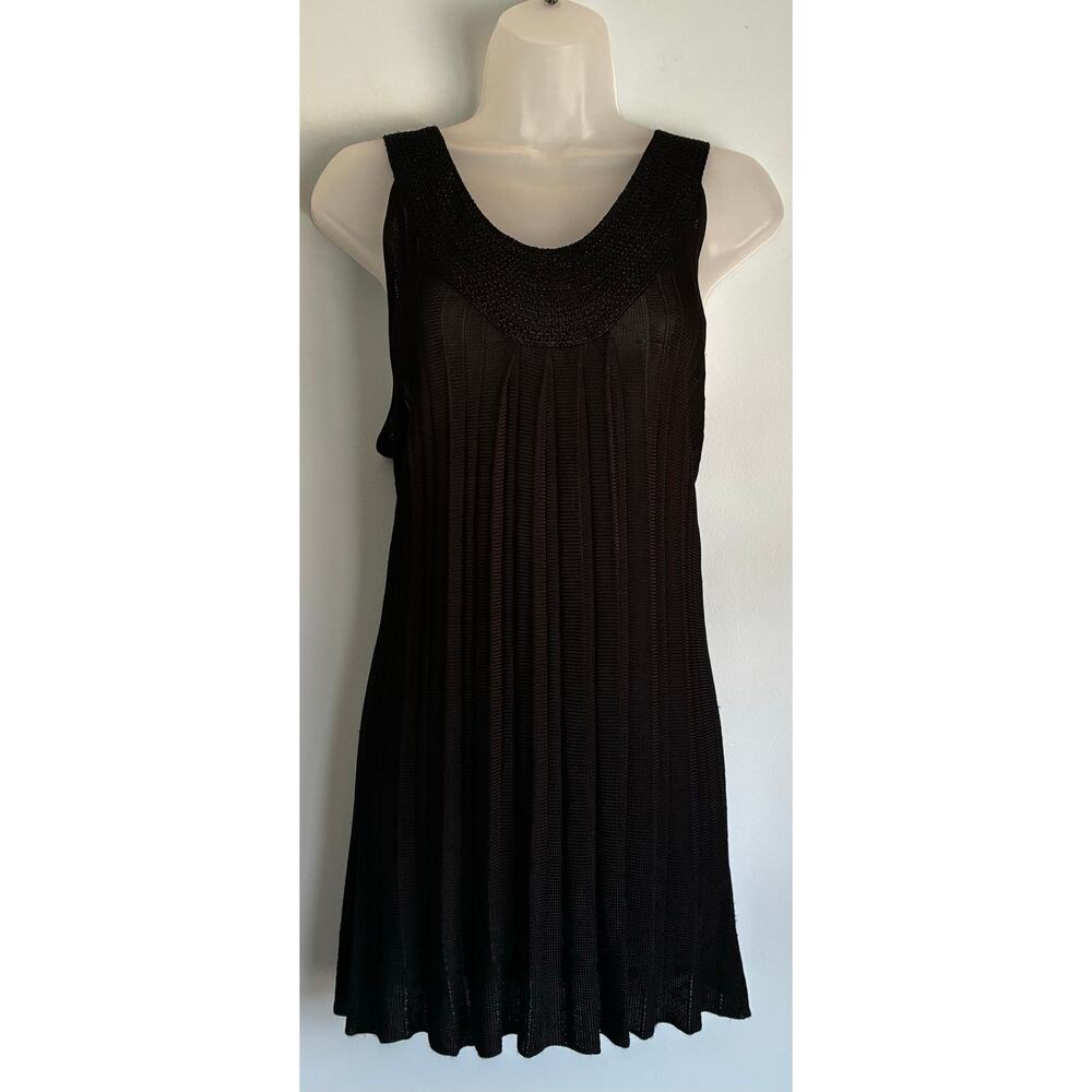 White House Black Market Open Knit Sleeveless Swim Cover Tunic Pleated
